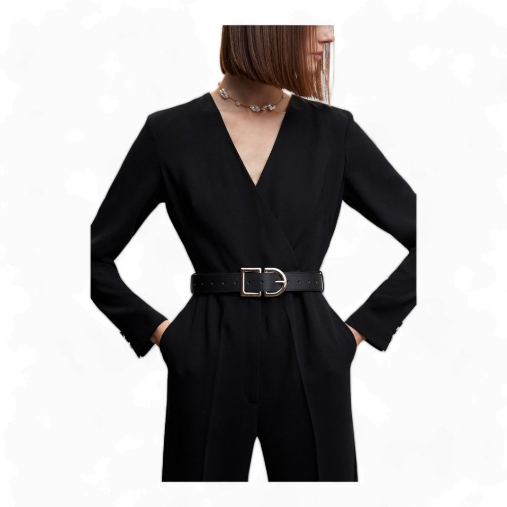 Mango | Belt long jumpsuit